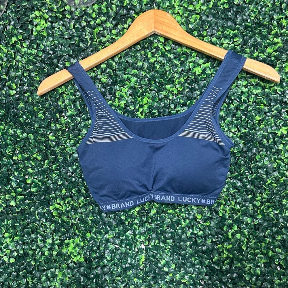 Lucky Brand Blue Striped Gym Sports Bra Sz M